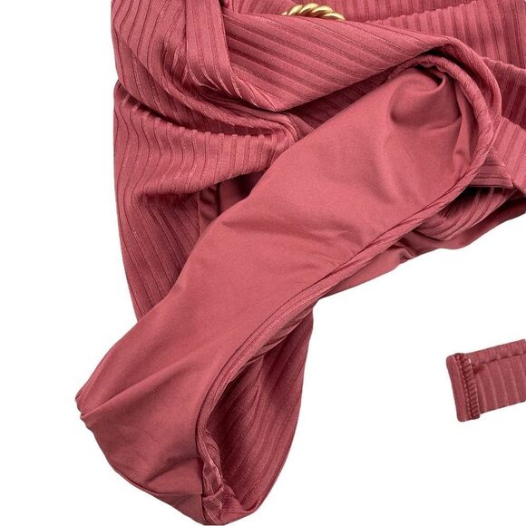 COPY - NEW Onia Michelle One-Piece Swimsuit Ribbed Belted Waist Solid Dusty Ros… - Picture 9 of 11